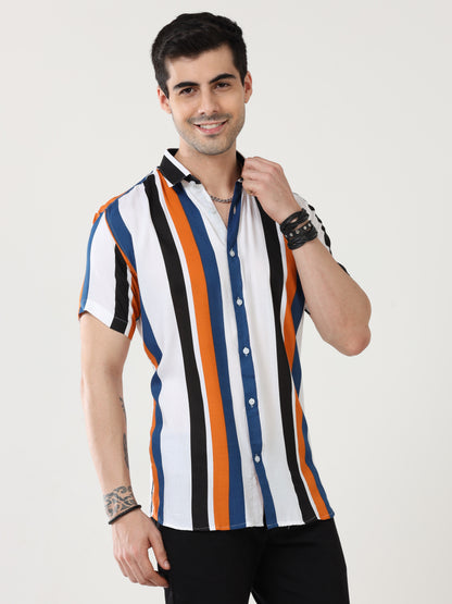 Blue Multi Color Stripes Shirt